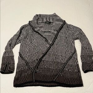 Nic + Zoe black and white chunky knit cardigan